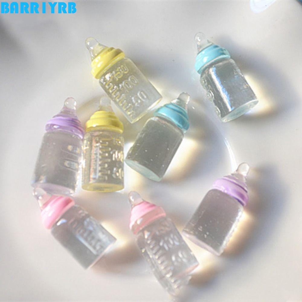 BARR1YRB 5 ชิ้น ขวดนมจําลองมินิ DIY ของเล่นเรซิ่น พร้อมจุกนมมินิสีสันสดใส สําหรับตกแต่ง