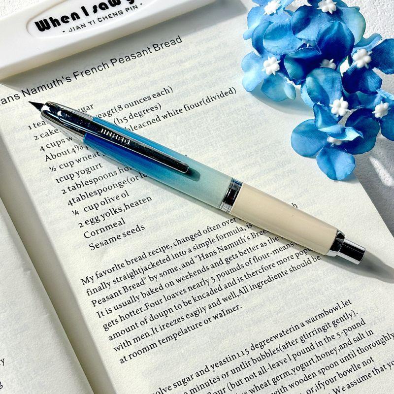 ✨ Jinhao 10 Press Pen Bay Blue Gradient Press Out Tip Matte Black Ink Absorber Positive Posture capl