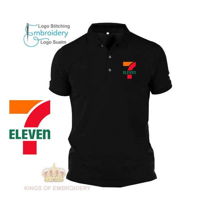 Baju Polo Clic T เสื้อโลโก้ 7 Eleven 7-11 7e Mart Sulam กร้อยสําหรับผู้ชายและผู้หญิงแขนสั SHORT SHIR