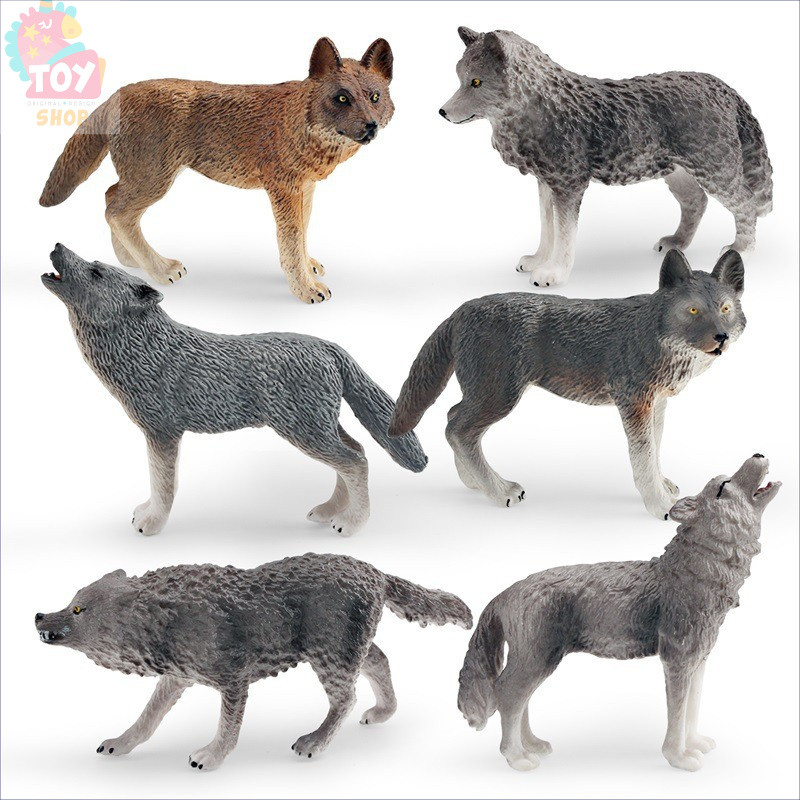 ของเล่นเด็กจําลองสัตว์ป่ารุ่น Roage Wolf Grey Wolf Arctic Wolf เครื่องประดับทํามือ