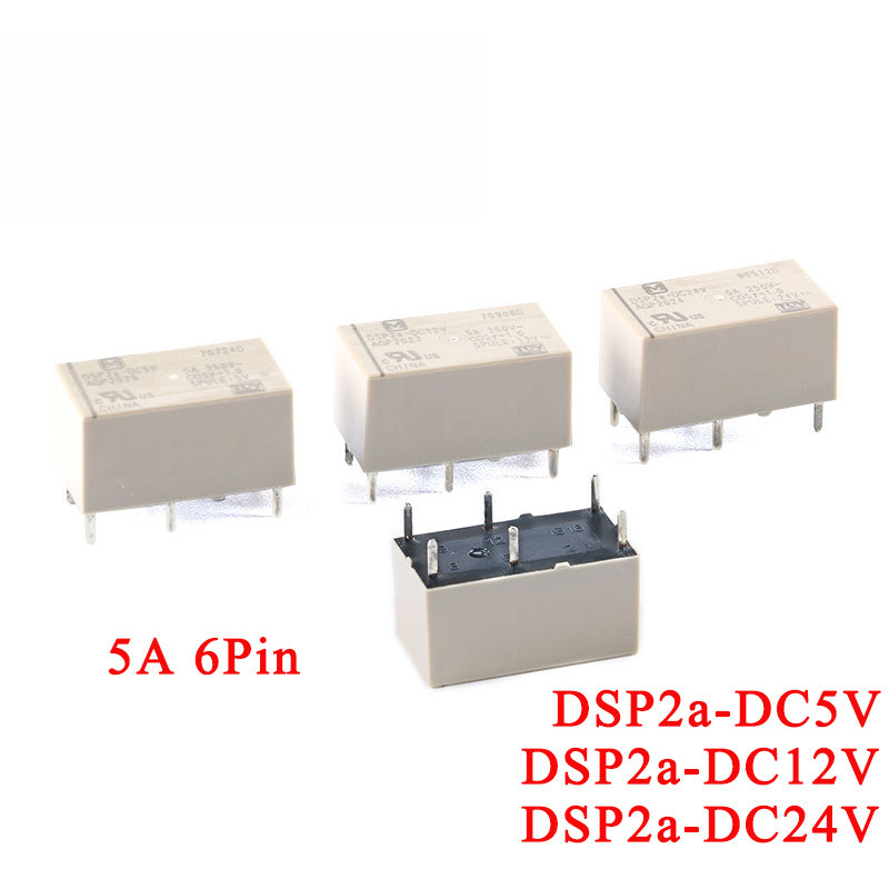 5 ชิ้น DSP2a รีเลย์ 5A DSP2a-DC5V DSP2a-DC12V DSP2a-DC24V DC24V ไม่มีปกติเปิด DC 5V 12V 24V 6Pins Re