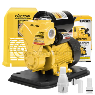 DELTON ปั๊มน้ำออโต้ 800W CX Series รุ่น DTCX-180 พร้อมฝาครอบ แถมฟรี! ฟุตวาล์ว กะโหลกดูดน้ำ ข้อต่อท่องอ-ท่อตรง ครบชุด