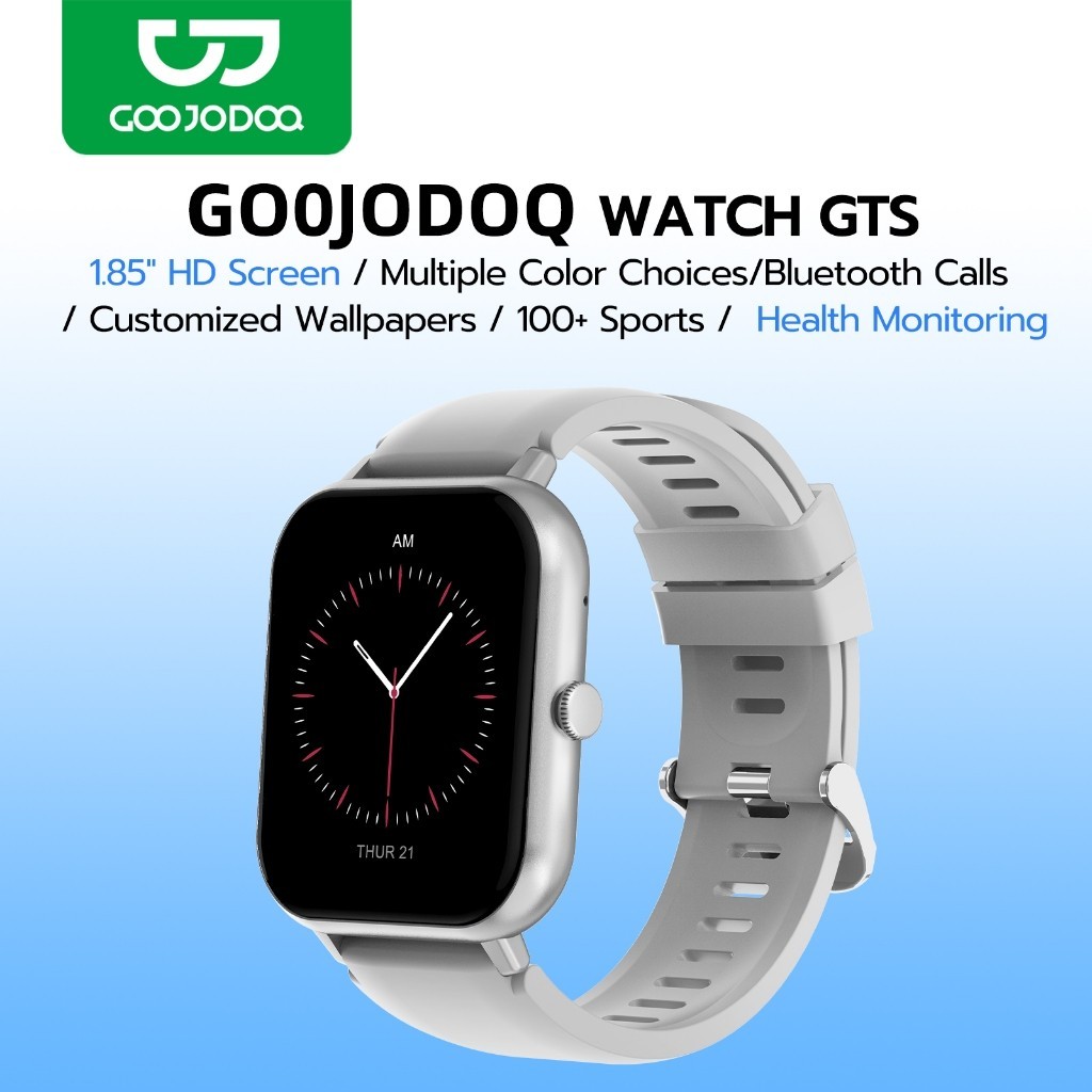 GOOJODOQ สมาร์ทวอทช์บลูทูธ 1.83 นิ้วหน้าจอสัมผัสนาฬิกาเสียงอัจฉริยะวัดอัตราการเต้นของหัวใจ IP67 กันน้ําติดตามฟิตเนสเตือนข้อความ