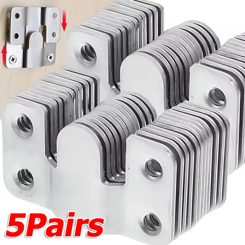 1/3/5Pairs Home Stainless Steel Picture Frame Hooks / Furniture Interlock Bracket Joint Connector