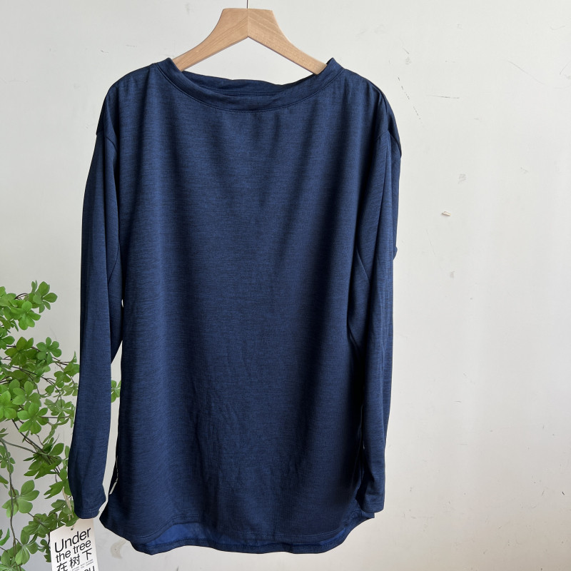 Clear 10/29 f-4-1A ฤดูใบไม้ร่วงผู้ชายสีทึบรอบคอหลวม Casual Top