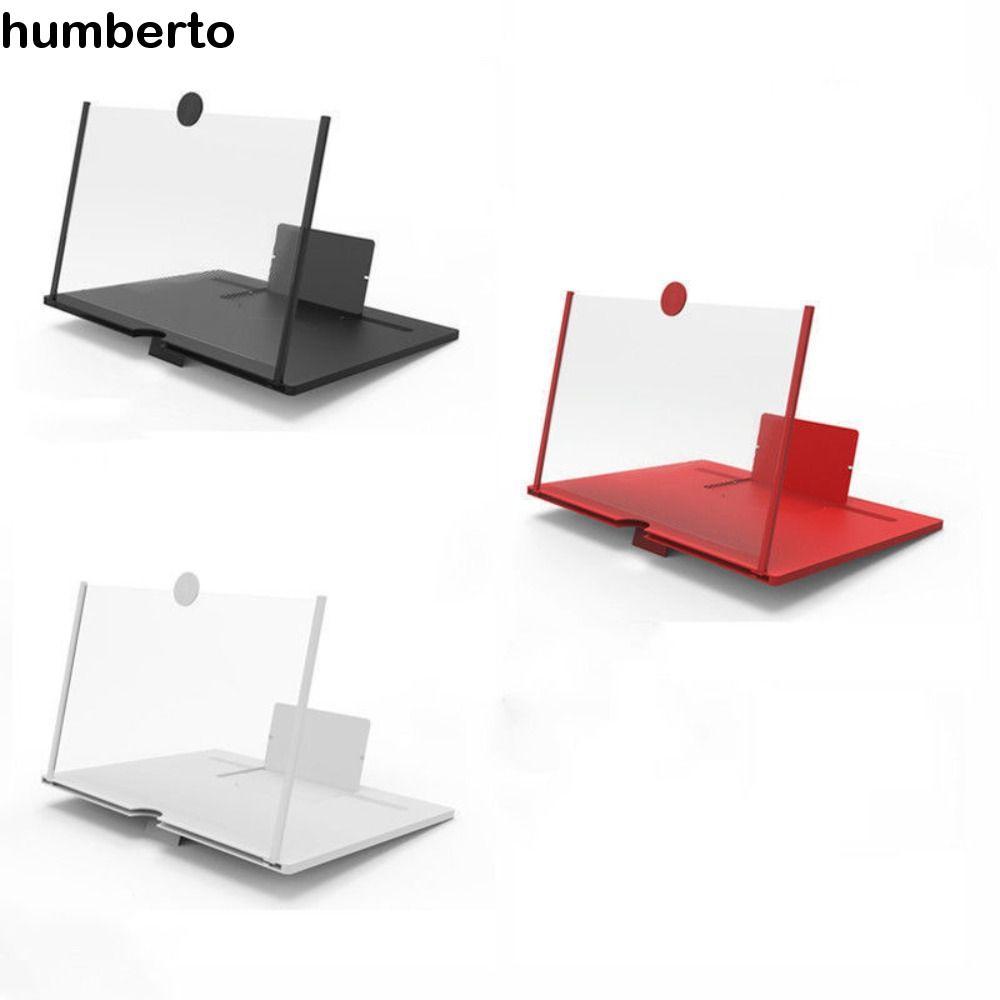 HUMBERTO เครื่องขยายเสียงหน้าจอพับ 10/12 นิ้วแว่นขยายหน้าจอขาตั้งโทรศัพท์ที่วางโทรศัพท์สําหรับดูทีวีหน้าจอขยาย