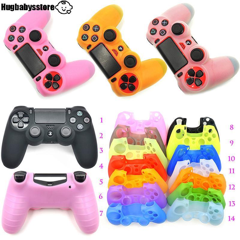 [Hugbabys-t] ฝาครอบควบคุมซิลิโคนอ่อนนุ่มสําหรับ Playstation 4 Controller Skin PS4 Gamepad Case พร้อม Joysti Grip Caps