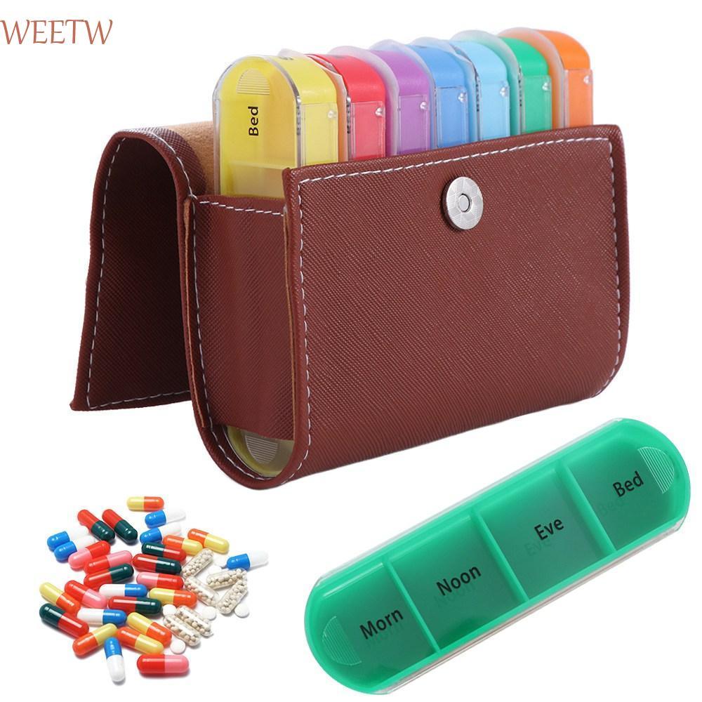 WEEKW กล่องจัดยารายสัปดาห์, ภาชนะใส่ยา Week Mark 7-Day Pill Organizer, สะดวกนํากลับมาใช้ใหม่กันฝุ่น 