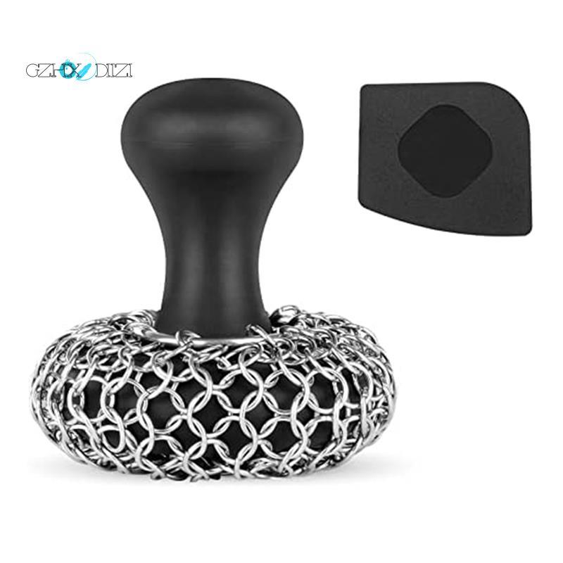 GzhxdiiziCast Iron Scrubber - 316 Cast Iron Cleaner Scrubber Chainmail Scrubber สําหรับกระทะเหล็กหล่