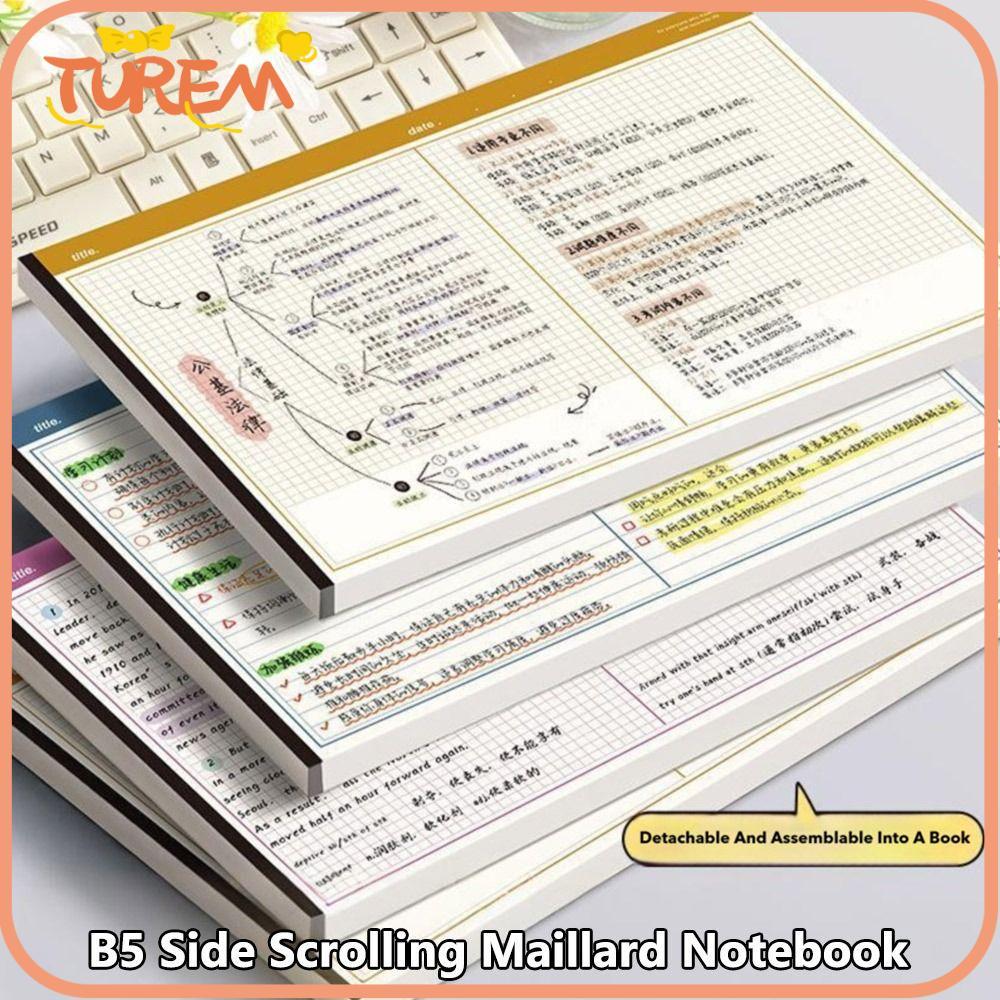 TUREM 20 แผ่น/สมุด Notepad, สมุดบันทึก B5 B5 แนวนอน, ความเรียบง่ายทางกฎหมายแผ่นฉีกขาดสํานักงานโรงเรียน