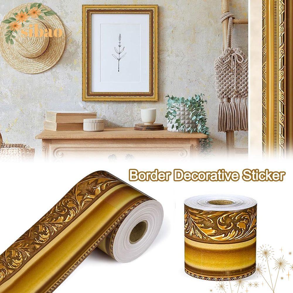 สติกเกอร์ขอบโปสเตอร์ SIBAO สีทองวินเทจ กาวในตัว DIY ตกแต่งงานปาร์ตี้ กรอบรูป ตกแต่งขอบ