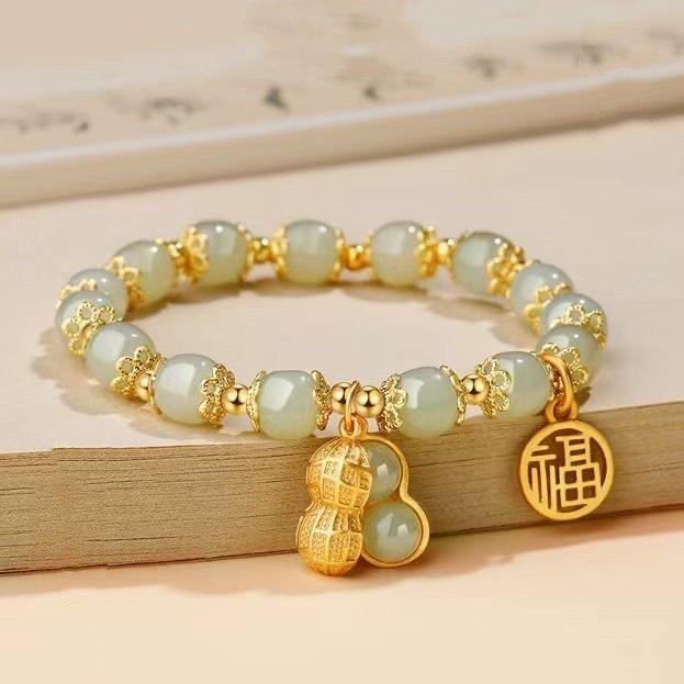 สร้อยข้อมือผู้หญิงลายถั่วลิสง สไตล์เกาหลี ดีไซน์ใหม่ ของขวัญวาเลนไทน์แฟนสาว ไม่ลอกไม่ดำ พร้อมส่ง