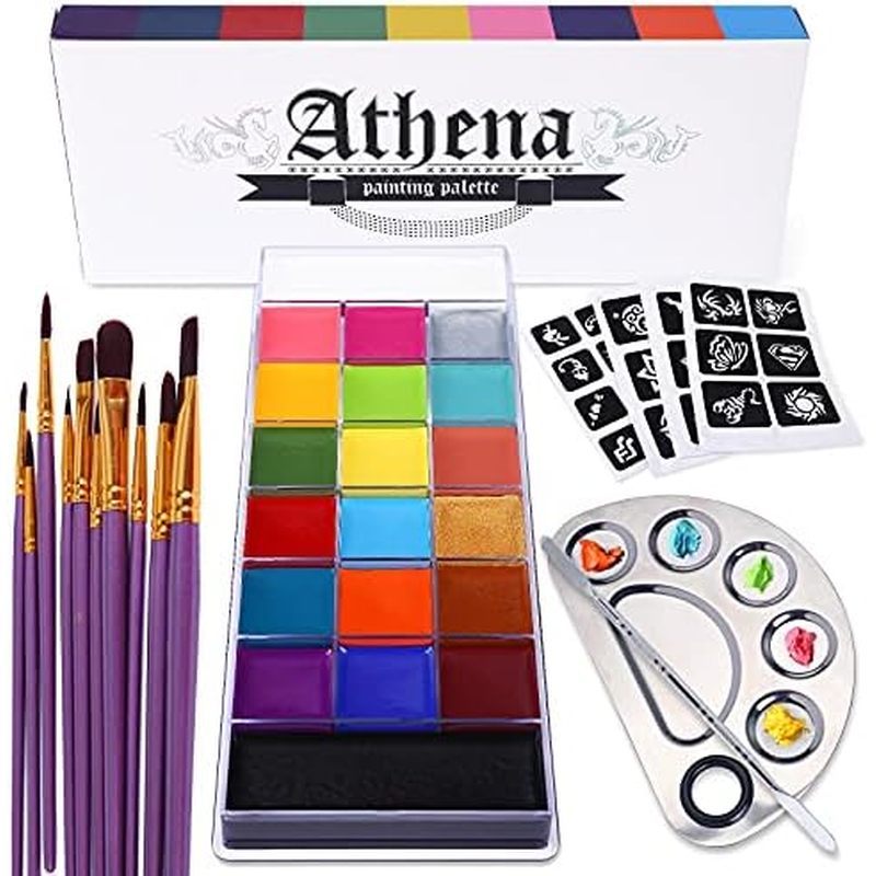 UCANBE Athena Face Body Paint Oil Palette, 20 สีขนาดใหญ่สีดําสีขาว Professional Flash Tattoo ฮาโลวีน