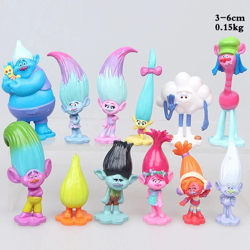 3-6 ซม.12 ชิ้น/เซ็ต Trolls สาขา Critter Skitter ตัวเลข Trolls เด็ก Trolls PVC Action Figure ของเล่นก