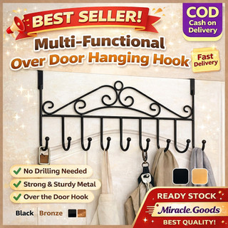 Door Rear Hook Clothes Hook 7 Hooks Over Door Hanger Clothes Hanging Nail Free Clothes Hook Hanger