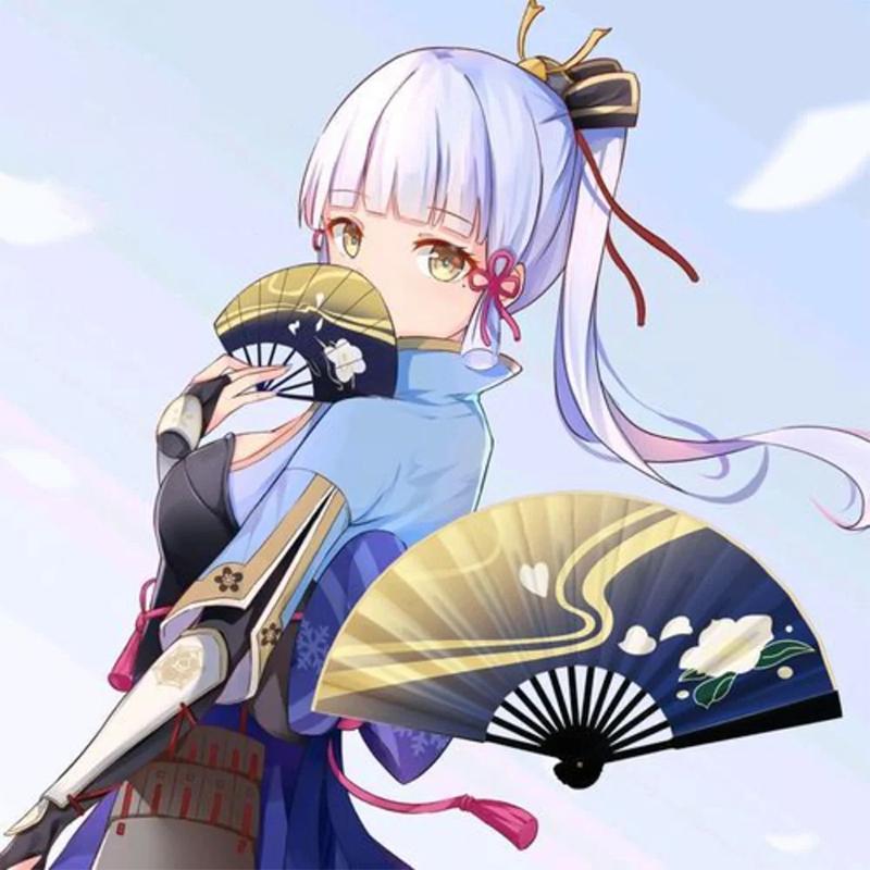 [FFV] Genshin Impact Kamisato Ayaka พัดลมคอสเพลย์ผ้าพัดลมพับฤดูร้อนทนทานแบบพกพาพัดลมมือคอสเพลย์ Prop