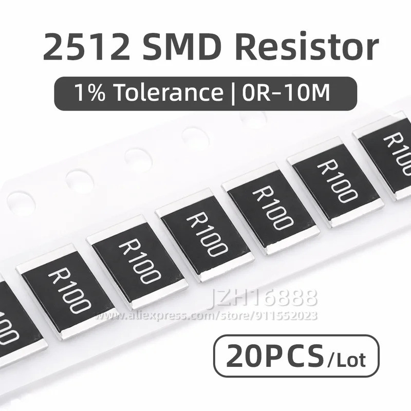 20PCS 2512 ตัวต้านทาน SMD 1% 1R 4R7 10R 22R 47R 100R 220R 330R 470R 1K 1.2K 2.2K 3.3K 4.7K 5.1K 10K 