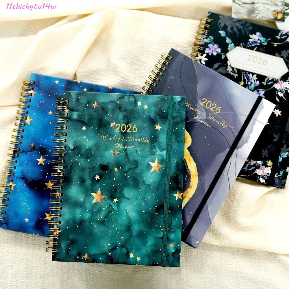CHICHYTU14W A5 สมุดบันทึกวางแผนวาระภาษาอังกฤษทนต่อการสึกหรอ 2026 Schedule Planner Notepad, Time Orga