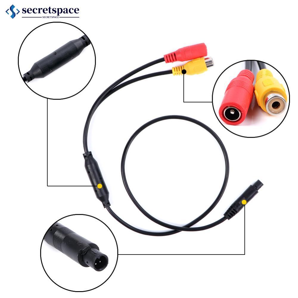 SECRETSPACE 4-Pin ชายสํารองย้อนกลับกล้องรถ Universal To CVBS RCA หญิงเชื่อมต่อสัญญาณอะแดปเตอร์สายไฟ 