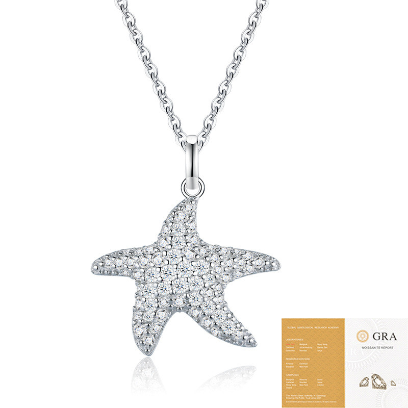 [พร้อมใบรับรอง GRA] Simple Wear 925 Silver Non-Fade Star Chain Moissanite Necklace Clavicle Chain Ne