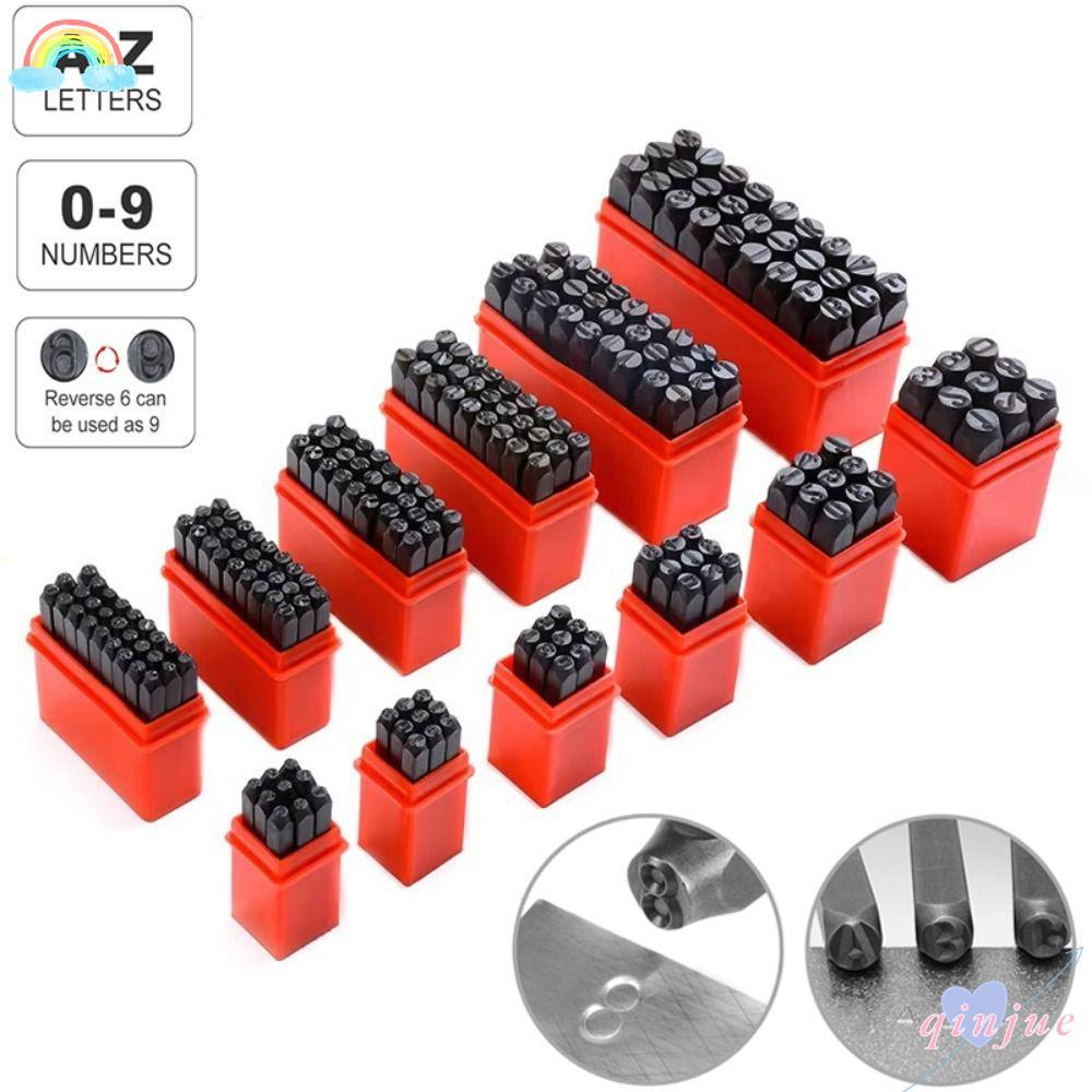 QINJUES Digital Letter Stamp, With Plastic 3-12.5 mm Letter & Number Stamp Punch, Stamp Tools Steel 