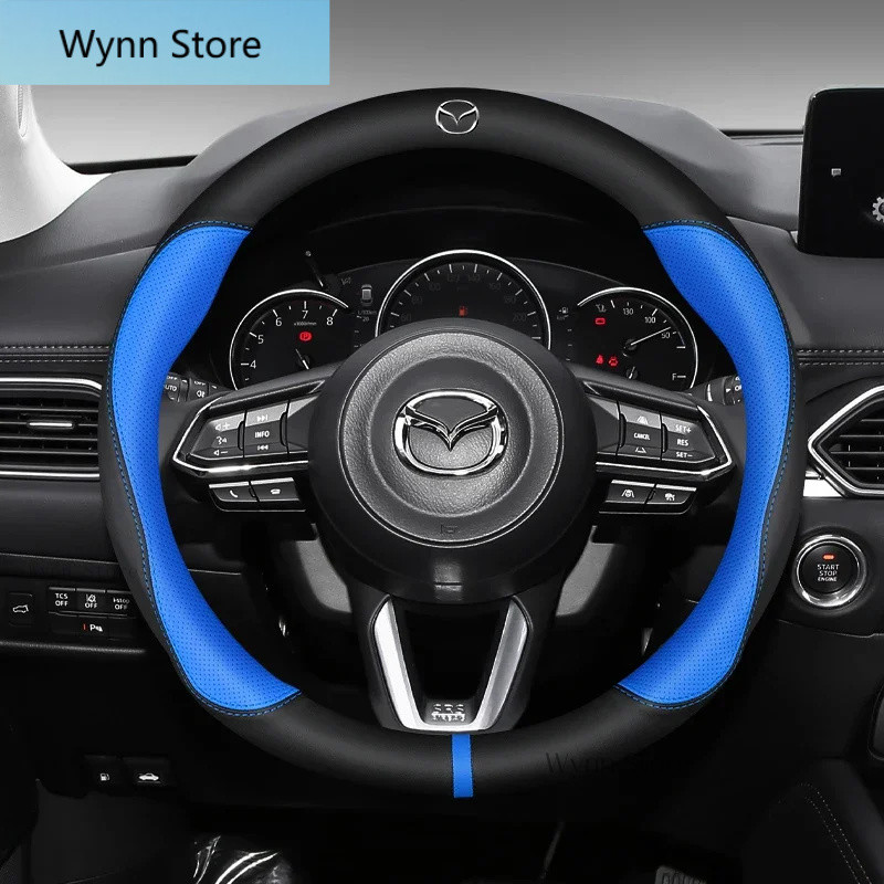 สําหรับ Mazda พวงมาลัยหนังคาร์บอนไฟเบอร์ Fit Axela Atenza CX30 CX4 CX5 CX8 CX3 CX9 CX50 CX60 CX70 CX