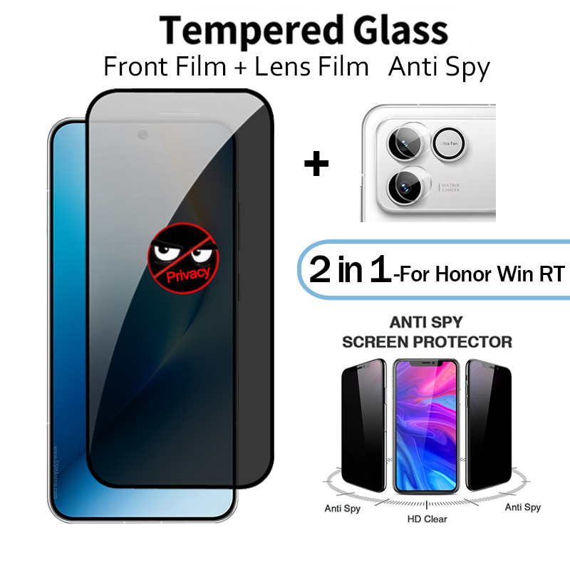 2 in1 สําหรับ Honor Win RT Anti-Spy ฟิล์มกระจกนิรภัยสําหรับ Honor Win Power 2 X9d X7d X6d X8d X6c X9