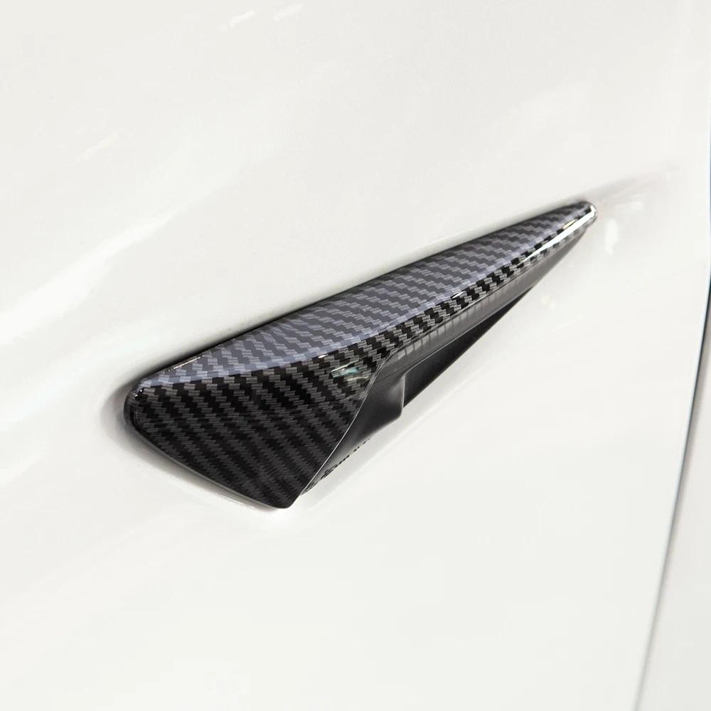 HW 3.0 สําหรับ Tesla รุ่น Y 3 XS 2012-2022 Gloss คาร์บอนไฟเบอร์ ABS ด้านข้างป้องกันกล้อง Trim 2 ชิ้น