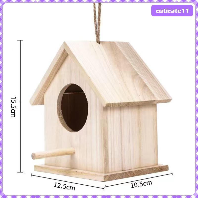 [Cuticate1] โรงนกไม้แบบแขวนทดแทนสําหรับสวนบ้านนกฟินช์ที่เหมาะสมพร้อมรังเปิดลานระเบียงกลางแจ้ง