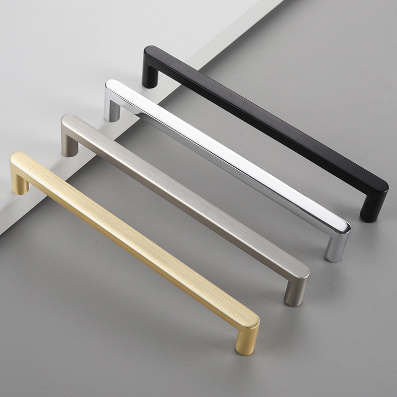 มุมโค้งมน Nordic Minimalist Golden Zinc Alloy มือจับประตูตู้เฟอร์นิเจอร์หรูหราฮาร์ดแวร์ลิ้นชัก Handle