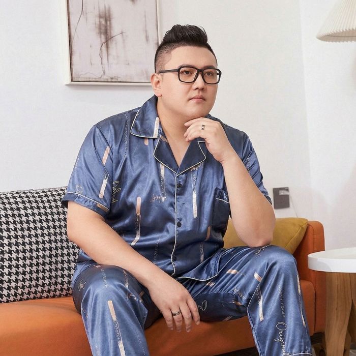 แฟชั่นเกาหลีชุดนอนซาตินชายแขนสั้นขนาดใหญ่ 3XL-5XL ใส่สบาย Homewear