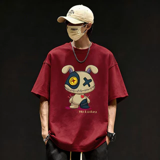 Basi💥เสื้อแฟชั่น เสื้อยืด oversize ผ้าฝ้าย100% แนวสตรีท ไม่ต้องรีดผ้า สวมใส่สบาย ผ้านิ่ม ลาย "HOLIDAY"