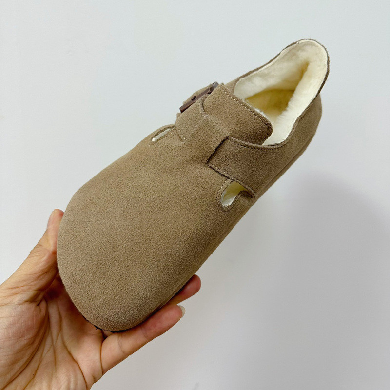 FGHW Birkenstock Women's furry shoes for winter outdoor wear2023New flat-soled Boken plush cotton sh