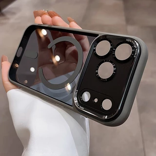 หรูหราแม่เหล็กโปร่งใสเคสโทรศัพท์สําหรับiPhone 11 12 13 14 15 16 17 Pro Max Plus Airกันชนแม่เหล็กกันกระแทกกรณีฝาครอบโทรศัพท์