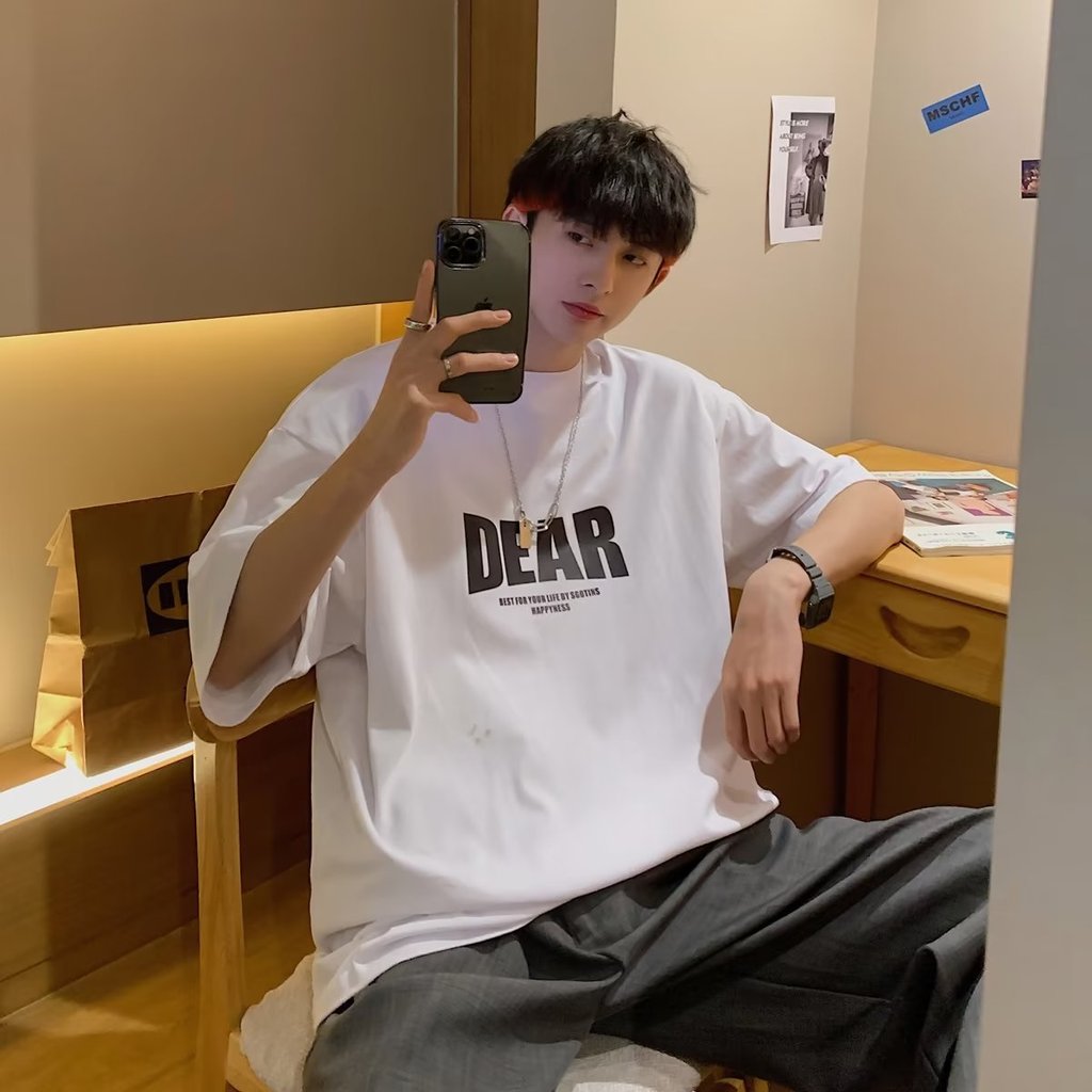 เสื้อเชิ๊ตแขนสั้นสไตล์เกาหลีสีส้ม รอบคอกว้าง ใส่ง่ายในหน้าร้อน - IKIA