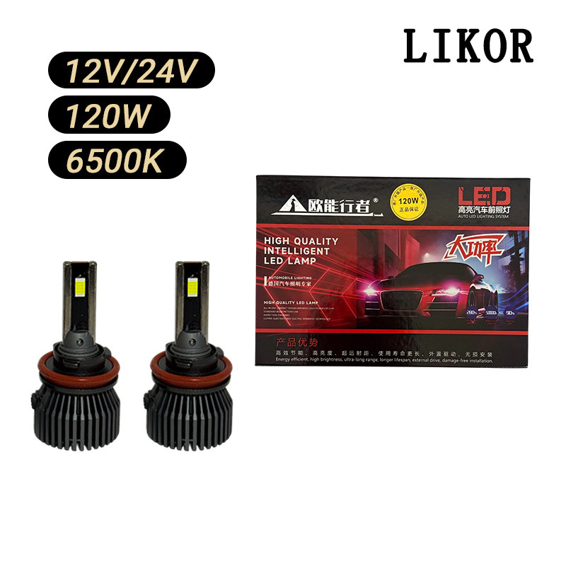 LIKOR Y19 ไฟหน้า LED 120W 12V/24V 6500K H1 H4 H7 H11 HB3 HB4 HIR2 high power ไฟหน้ารถหลอดไฟ