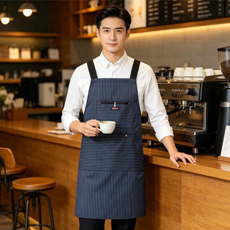 ผ้ากันเปื้อนสำหรับทำงานในร้านอาหาร มีกระเป๋าซิป 5 ช่อง ใช้ได้ทั้งชายและหญิง ทำจากผ้าฝ้ายกันน้ำและกันคราบสกปรก ราคา ถูกที่สุด ดีลบีเคเค แกลเลอรีภาพที่ 2