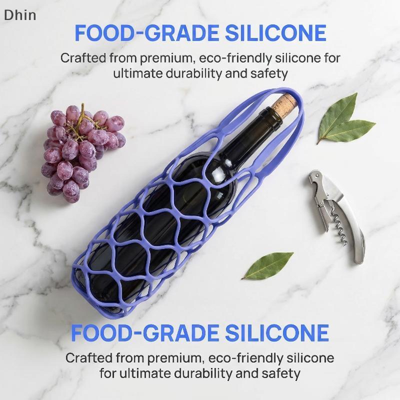 [Dhin]ซิลิโคนReusable Tote Bag Washable Picnic Organizerพร้อมถ้วยน้ําหนักเบาสําหรับงานปาร์ตี้ใช้COD