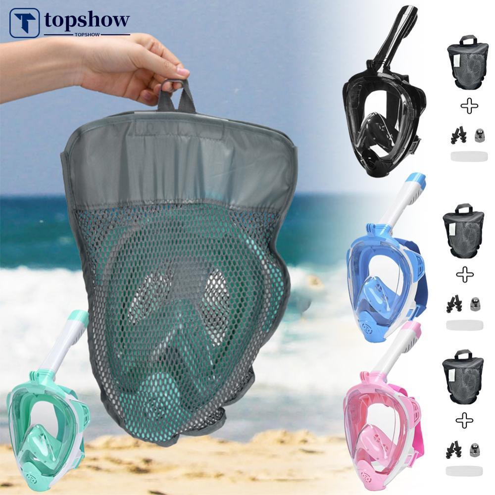 TOPSHOW Full Dry Snorkel Mask สําหรับผู้ใหญ่ซิลิโคน Full Face Anti-Fog หน้ากากดําน้ําดําน้ําดูปะการั