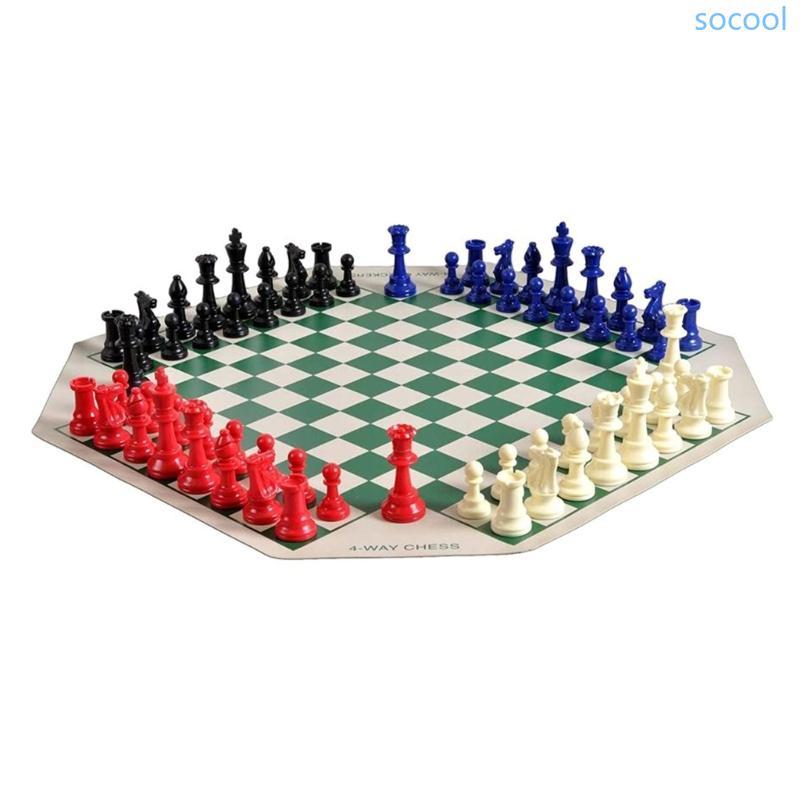 Soc* ชุดหมากรุก 4-Way Travel Family Chess Game Four Player Chess Board Game