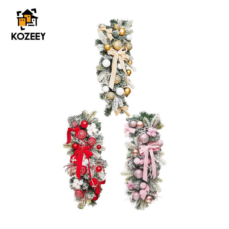 KOZEEY Prelit บันไดคริสต์มาส Swag บันได Swag สําหรับในร่มกลางแจ้ง Porch Fireplace