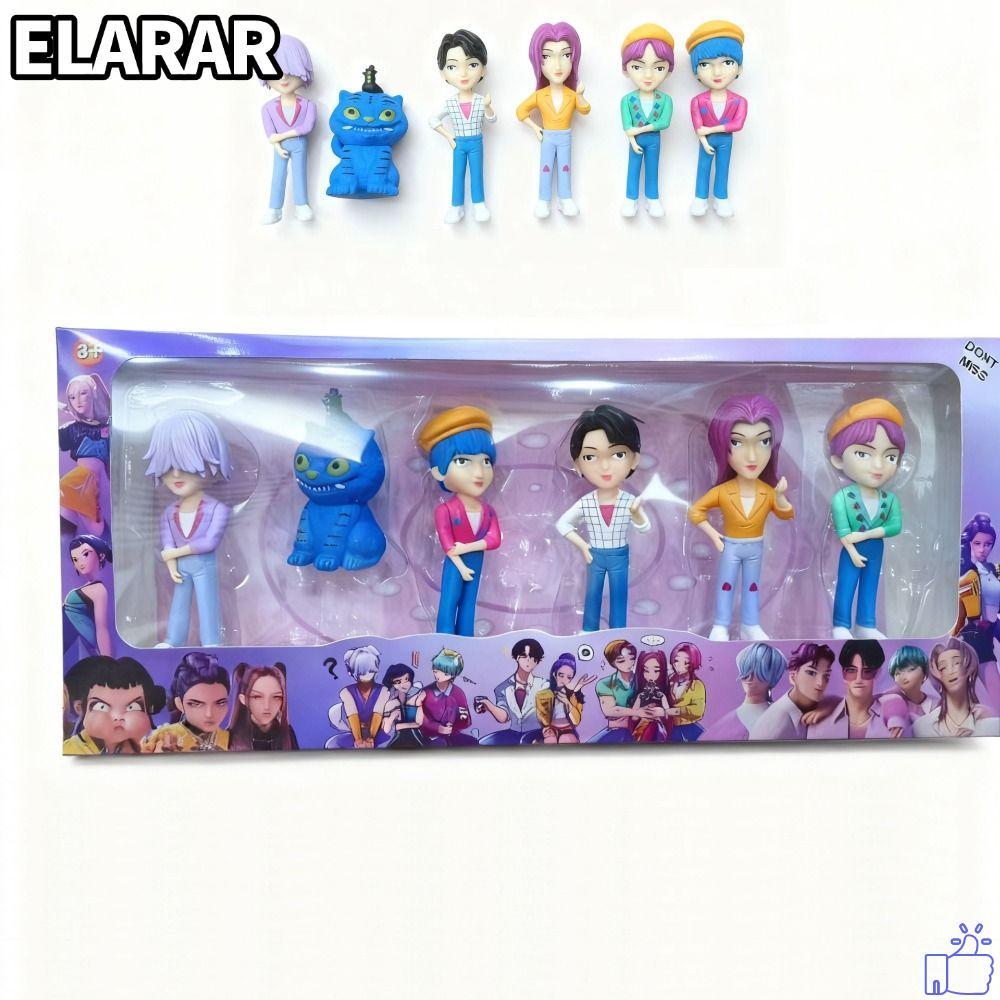 เอลรา‌R 6 ชิ้น/กล่องสาวกลุ่มตุ๊กตา,ตุ๊กตา PVC KPOP Demon Hunter Action Figure,น่ารักของเล่นตุ๊กตาเคร