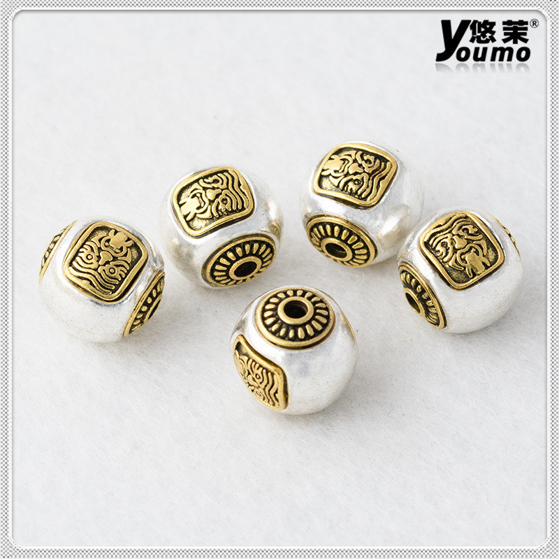 Spacer ลูกปัดโลหะผสม Zakiram สองสี