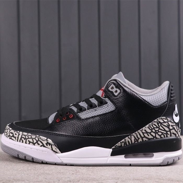 Air Jordan3 New Jordan 3 AJ3 ซีเมนต์สีดําแตกคนรักรองเท้าบาสเก็ตบอลอินเทรนด์ทุกการแข่งขัน