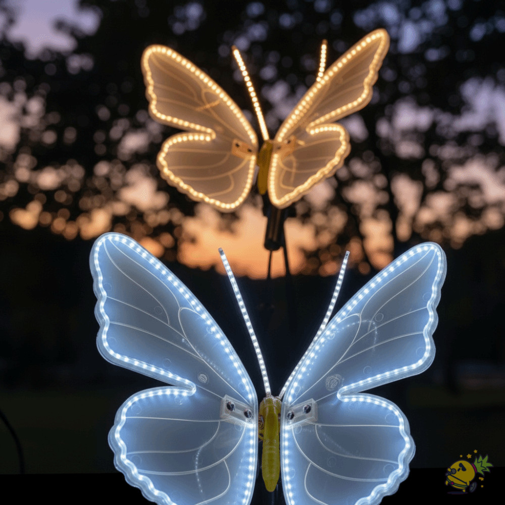 WXDX.TH ไฟผีเสื้อ LED, กันน้ํา 40/60 ซม.LED Fluttering ผีเสื้อ, Static LED จําลองผีเสื้อตกแต่งสวนกลางแจ้ง/ตกแต่งผนัง