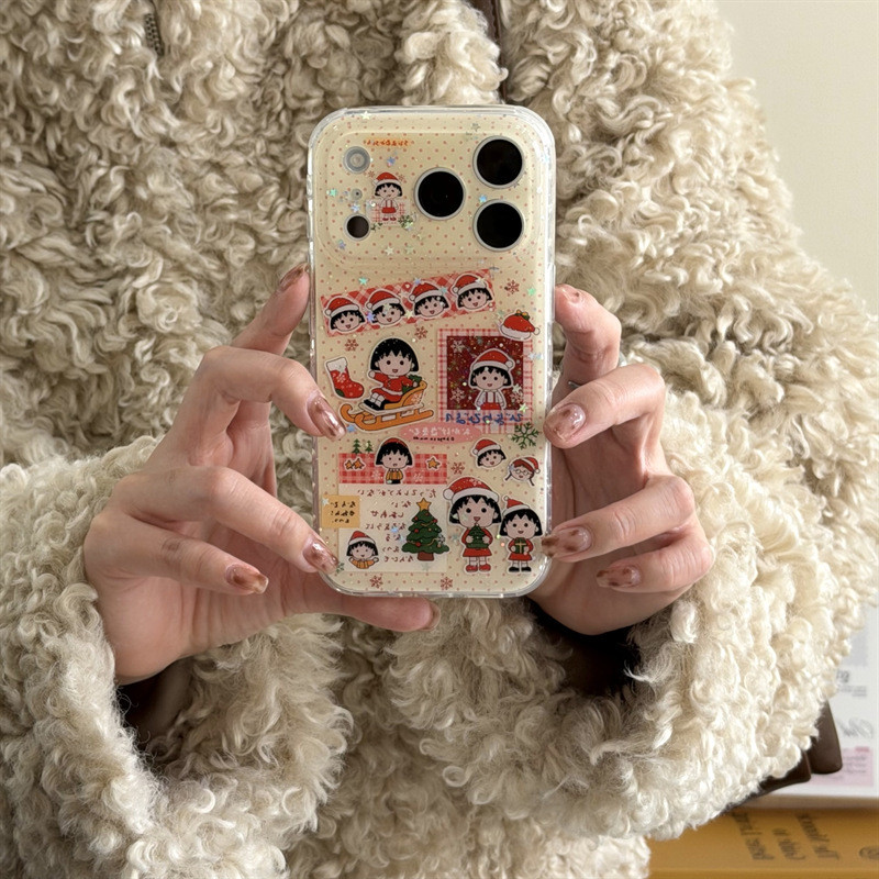 Glitter Christmas Atmosphere Cherry Maruko เหมาะสําหรับ iPhone17 Apple 16ProMax/15/14 เคสโทรศัพท์ใหม