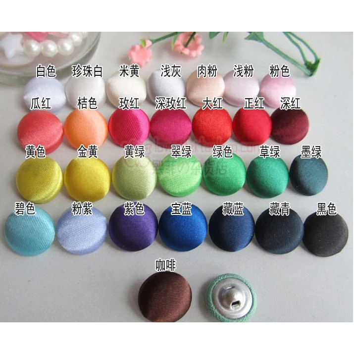 Sewing Accessories Mixed Fabric Covered Buttons,Cloth Fabric Button,Glossy Buttons, Covered with Sat