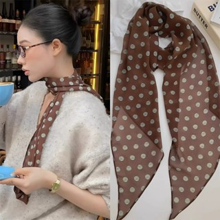 ผ้าพันคอ ลายจุดโทนน้ำตาล สไตล์วินเทจ มาใหม่