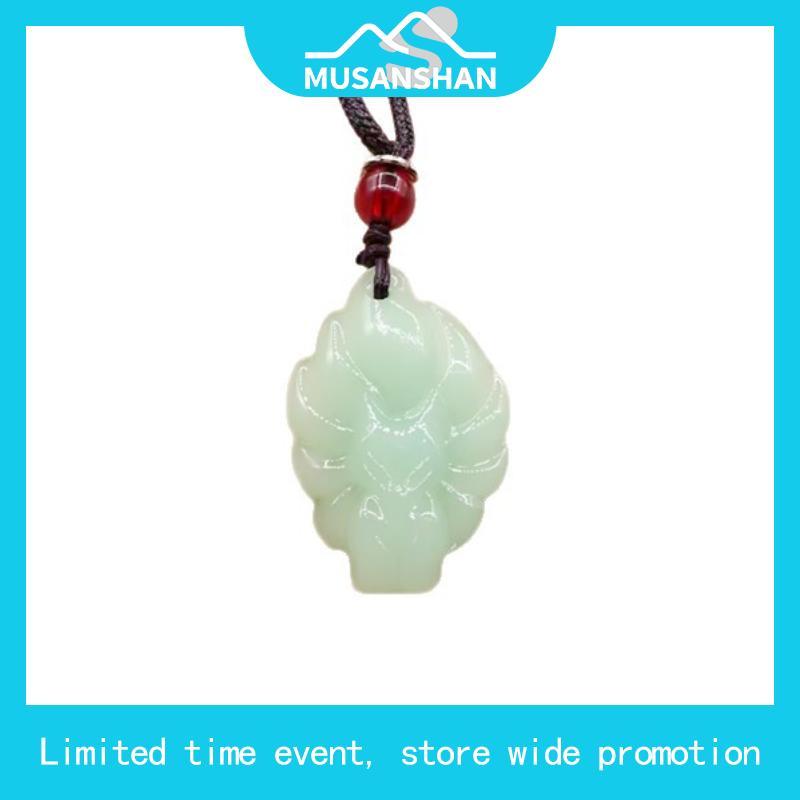 PDJ-9F.DBL จี้หยกจิ้งจอกเก้าหาง+สร้อยคอ หยกบลูโอเชี่ยน หยกสีน้ำทะเลลึก เด่นเรื่อง เมตตามหาเสน่ห์ จี้