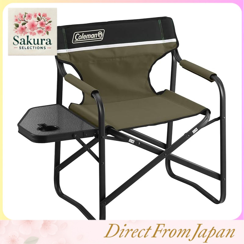 Coleman Folding Deck Chair with Side Table – Outdoor Camping, Fishing, and Garden Lounge Chair